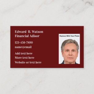 Financial Advisor  Photo Template Business Cards