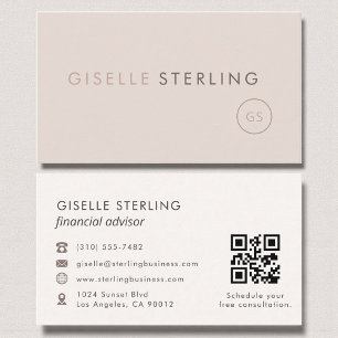 Financial Advisor QR Code Blush Pink Luxury Business Card