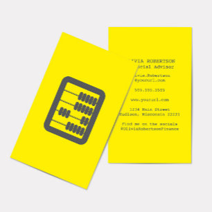 Financial Advisor Vintage Abacus Yellow and Grey Business Card