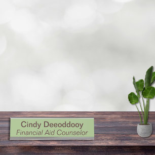 Financial Aid Counselor Sage Green Desk Name Plate