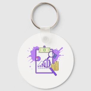 Financial Analysis Report Money Magnifying Glass Key Ring