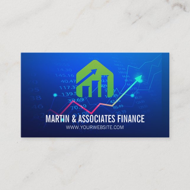 Financial Bar Graph | Stocks Business Card (Front)