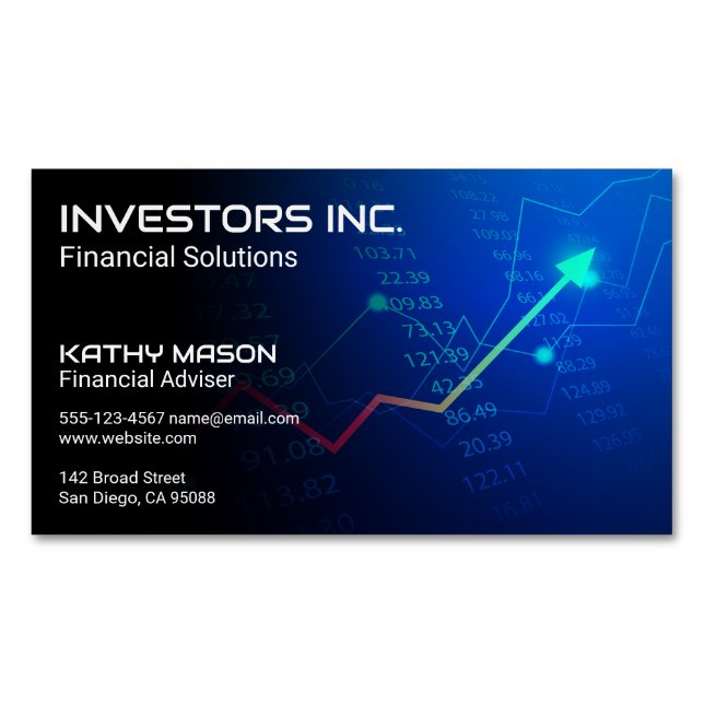 Financial Chart and Numbers Magnetic Business Card (Front)