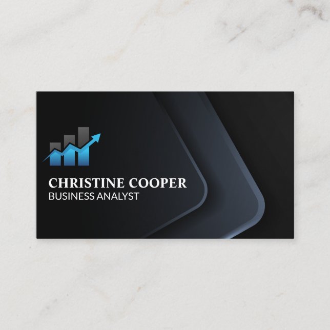 Financial Chart Data | Modern Background Shapes Business Card (Front)