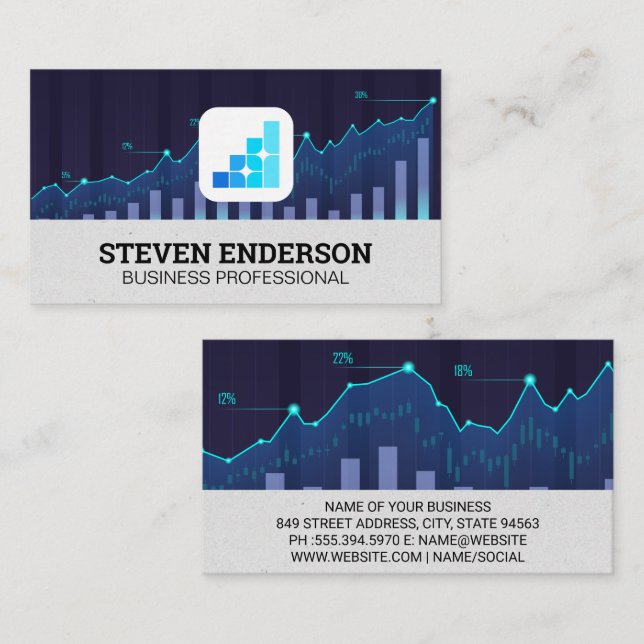 Financial Chart | Graph Chart | Data Business Card (Front/Back)