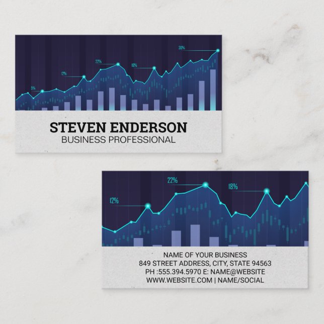 Financial Chart | Stock Graph Business Card (Front/Back)