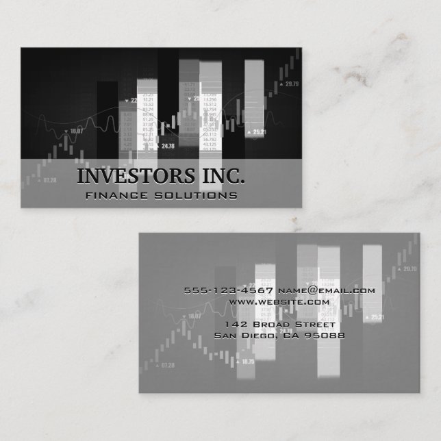Financial Charts Background Business Card (Front/Back)