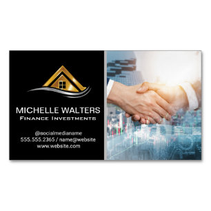 Financial Charts Property Shaking Hands Magnetic Business Card