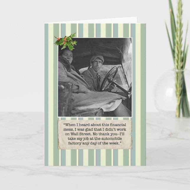 Financial Crisis Christmas Card w/ Auto Worker (Front)