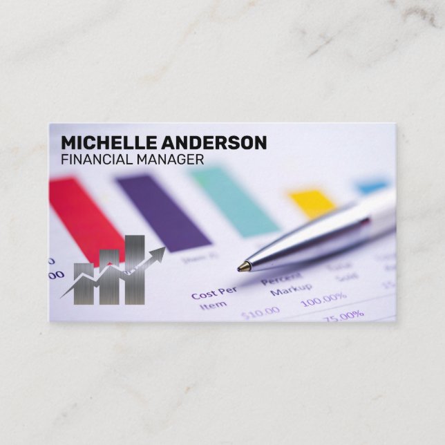 Financial Documents | Bar Chart Stocks Business Card (Front)