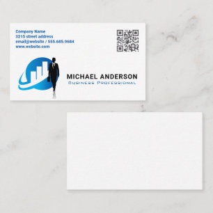 Financial Graph   Business Man   QR Code Business Card
