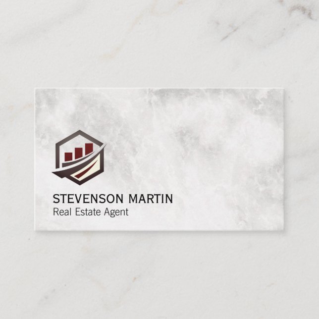 Financial Graph Icon | Executive Marble Business Card (Front)