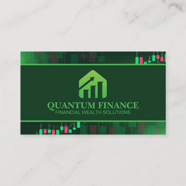 Financial Growth Logo | Stock Market Chart Business Card (Front)