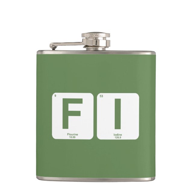Financial Independence Periodic Table Hip Flask (Front)