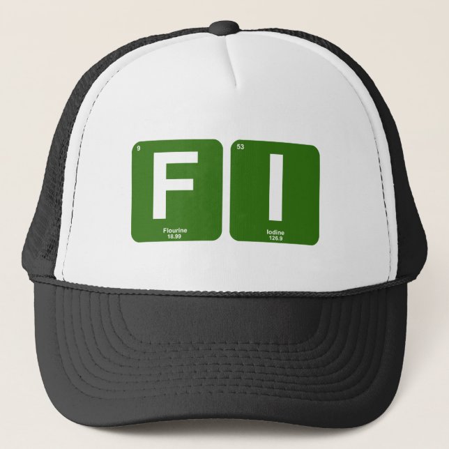 Financial Independence Periodic Table Trucker Hat (Front)