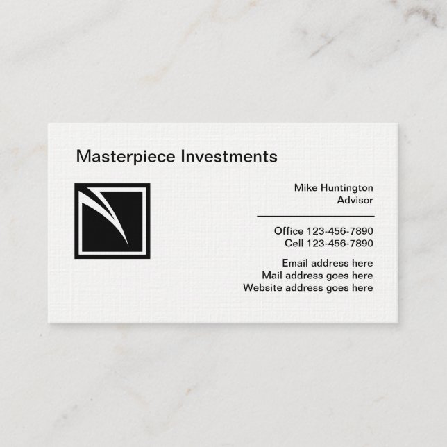 Financial Investment Advisor Linen Business Cards (Front)