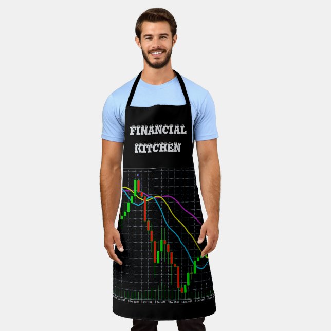 Financial Kitchen Candlestick Chart Personalised Apron (Worn)