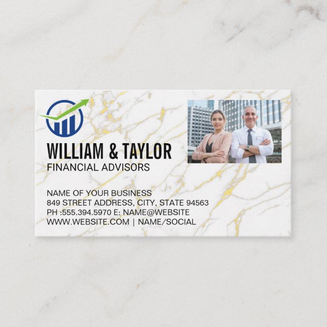 Financial Logo | Business People Business Card (Front)