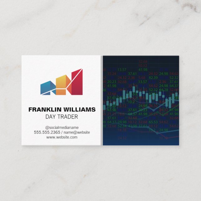 Financial Logo | Day Trading Stocks Business Card (Front)