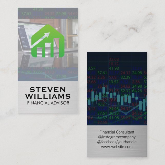 Financial Logo | Stock Data Chart  Business Card (Front/Back)