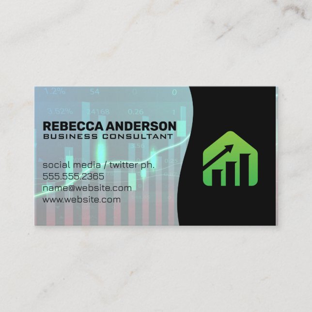 Financial Market Graph | Business Growth Logo Business Card (Front)