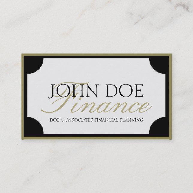 Financial Planner Gold Script/Border Business Card (Front)
