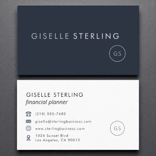 Financial Planner Navy Blue Modern Luxury Business Card