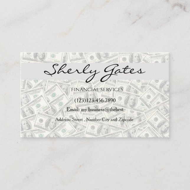 financial services editable card