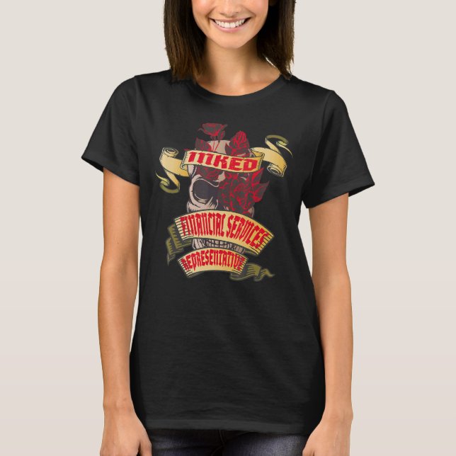 Financial Services Representative Inked Skull & Ro T-Shirt (Front)