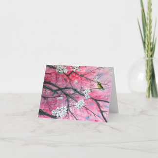 Finch Amongst the Cherry Blossoms Note Card