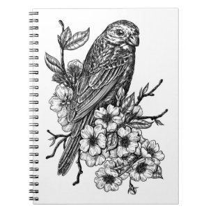 Finch on cherry branch notebook