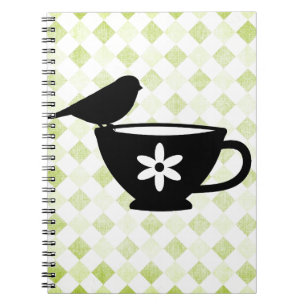 Finch on Teacup Silhouette Notebook