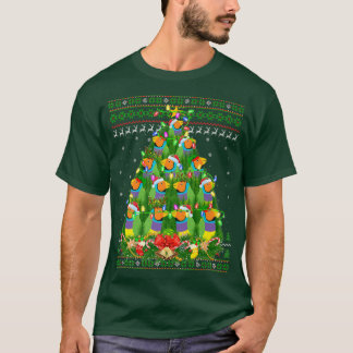 Finches Bird Xmas Lighting Tree Santa Finch Ugly C T-Shirt