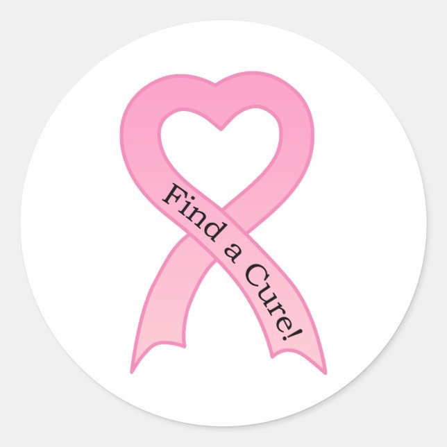 Find a Cure Breast Cancer Ribbon Sticker (Front)