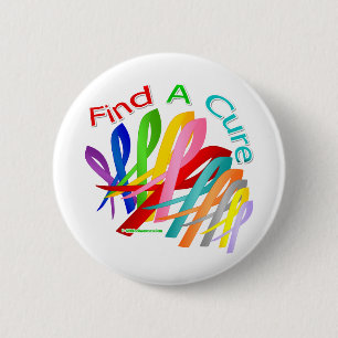 Find A Cure Colourful Cancer Ribbons 6 Cm Round Badge