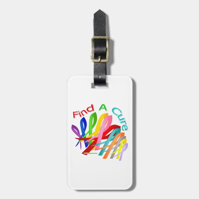 Find A Cure Colourful Cancer Ribbons Luggage Tag (Front Vertical)