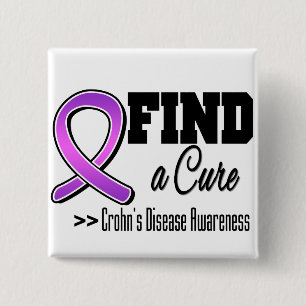 Find a Cure Crohns Disease Awareness 15 Cm Square Badge