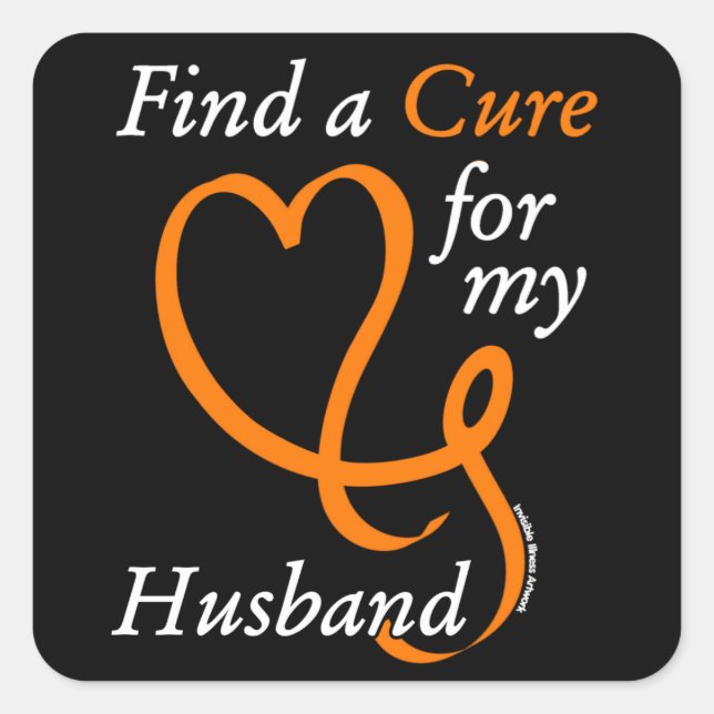 Find a Cure/Heart/Husband...RSD/CRPS Square Sticker (Front)