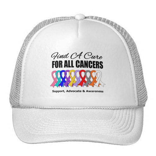 Find a Cure Ribbons For All Cancers Hats | Zazzle