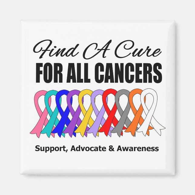 Find a Cure Ribbons For All Cancers Magnet (Front)