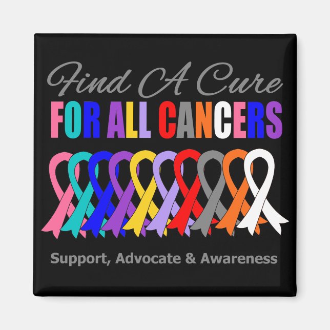 Find a Cure Ribbons For All Cancers Magnet (Front)