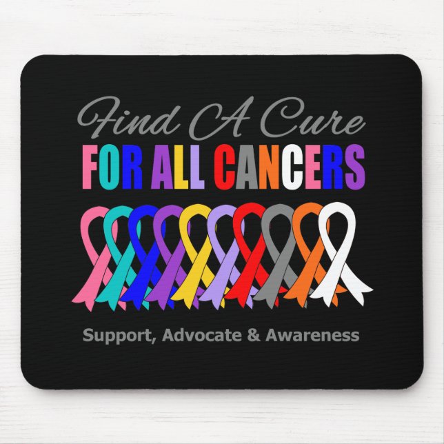 Find a Cure Ribbons For All Cancers Mouse Pad (Front)