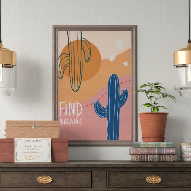 Find balance Cactus minimalist  Poster (Creator Uploaded)