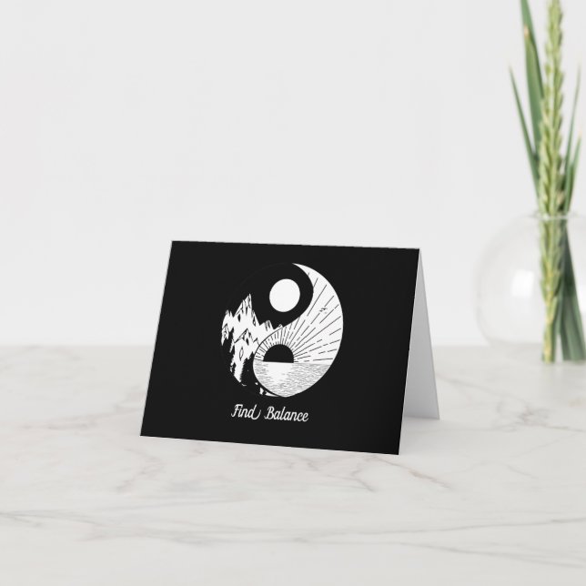 Find Balance Zen Yin Yang Black White Card (Front)