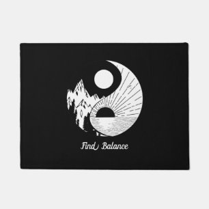 Find Balance Zen Yin Yang Black White Doormat
