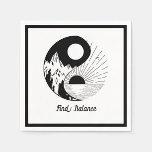 Find Balance Zen Yin Yang Black White Napkin