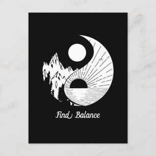 Find Balance Zen Yin Yang Black White Postcard