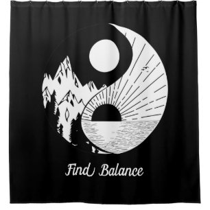 Find Balance Zen Yin Yang Black White Shower Curtain