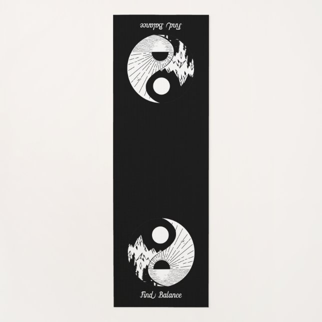 Find Balance Zen Yin Yang Black White Yoga Mat (Front)