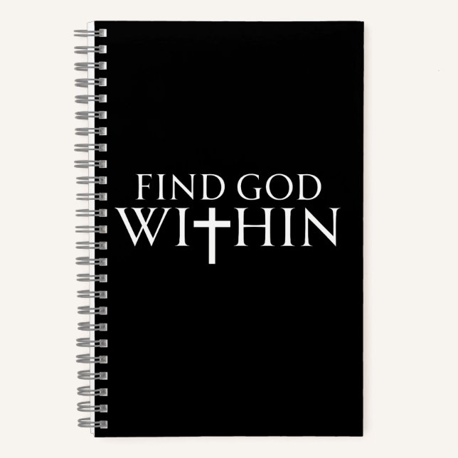 Find God Within Religious Quote Notebook (Front)